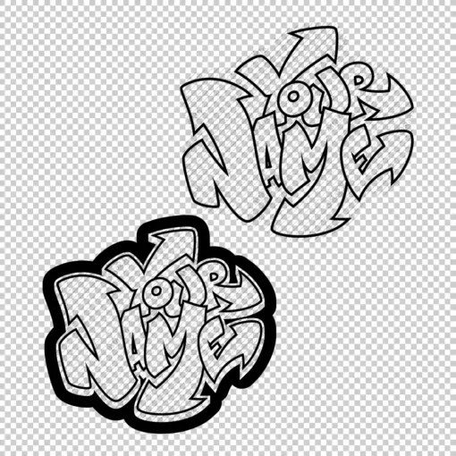 YOUR CUSTOM Graffiti Name arrow bolt style 2 outline - Digital Urban Street Art