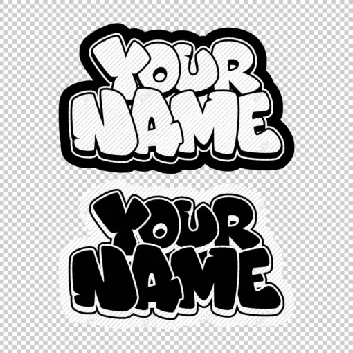 YOUR CUSTOM Graffiti Name bubble style 1 black white - Digital Urban Street Art