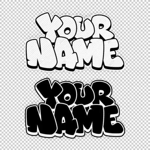 YOUR CUSTOM Graffiti Name bubble style 1 black white 2 - Digital Urban Street Art