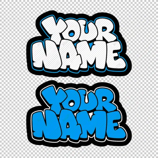 YOUR CUSTOM Graffiti Name bubble style 1 blue - Digital Urban Street Art