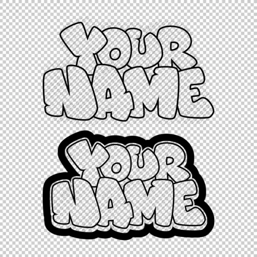 YOUR CUSTOM Graffiti Name bubble style 1 outline - Digital Urban Street Art