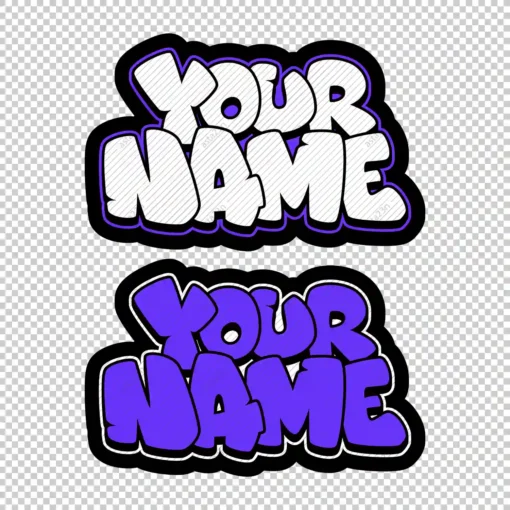 YOUR CUSTOM Graffiti Name bubble style 1 purple - Digital Urban Street Art