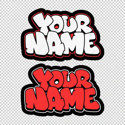 YOUR CUSTOM Graffiti Name bubble style 1 red - Digital Urban Street Art