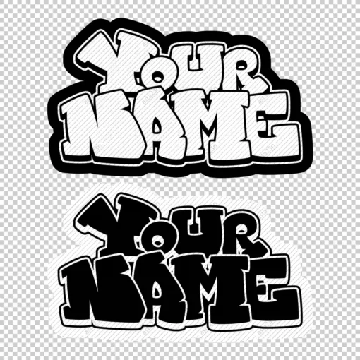 YOUR CUSTOM Graffiti Name cubic style 4 black white - Digital Urban Street Art