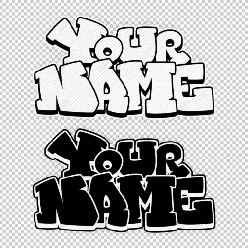 YOUR CUSTOM Graffiti Name cubic style 4 black white 2 - Digital Urban Street Art