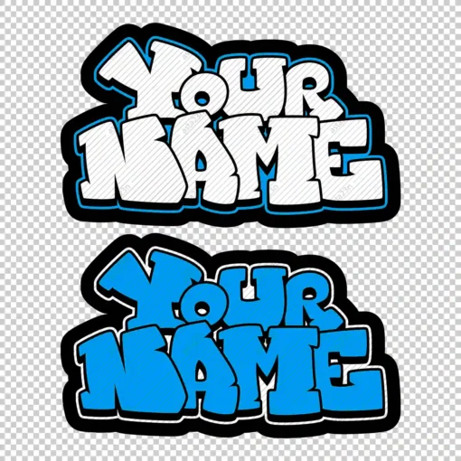 YOUR CUSTOM Graffiti Name cubic style 4 blue - Digital Urban Street Art