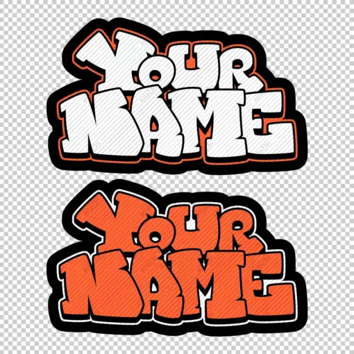 YOUR CUSTOM Graffiti Name cubic style 4 orange - Digital Urban Street Art