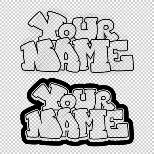 YOUR CUSTOM Graffiti Name cubic style 4 outline - Digital Urban Street Art