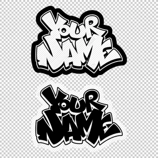 YOUR CUSTOM Graffiti Name sharp style 3 black white - Digital Urban Street Art