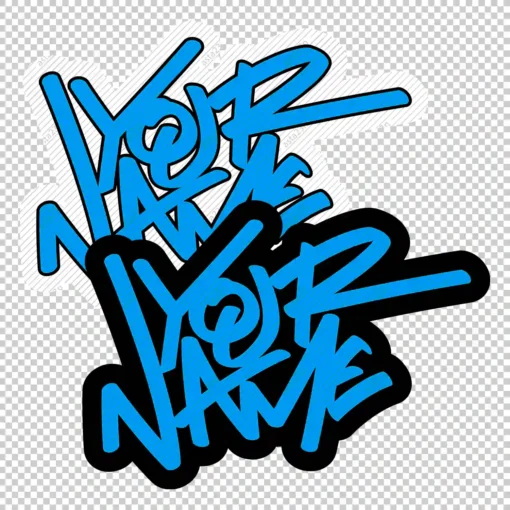 YOUR CUSTOM Graffiti Name urban style 5 blue - Digital Urban Street Art