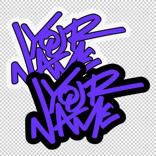 YOUR CUSTOM Graffiti Name urban style 5 purple - Digital Urban Street Art